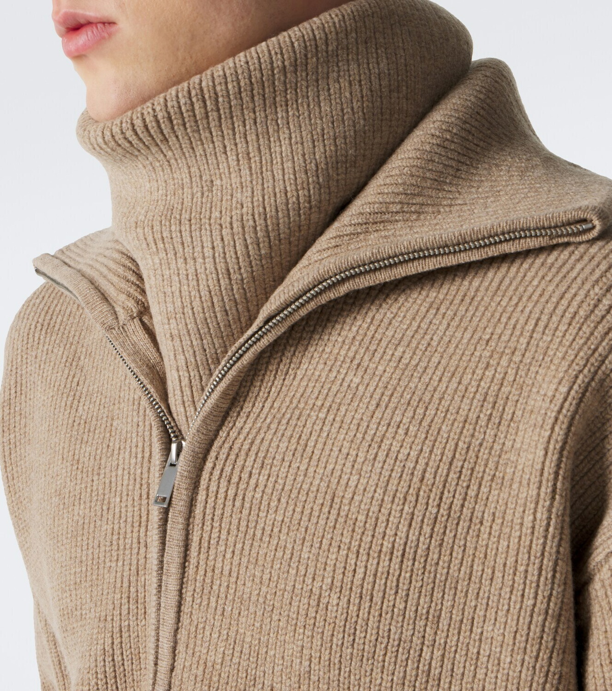 Studio Nicholson Ribbed-knit wool zip-up sweater