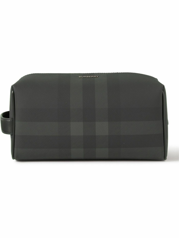 Photo: Burberry - Leather-Trimmed Checked Coated-Canvas Wash Bag