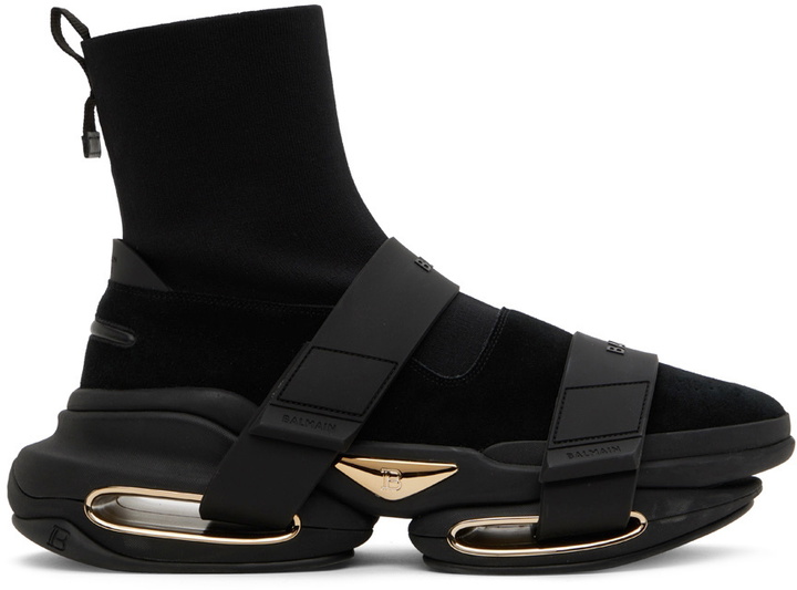 Photo: Balmain Black B-Bold High-Top Sneakers