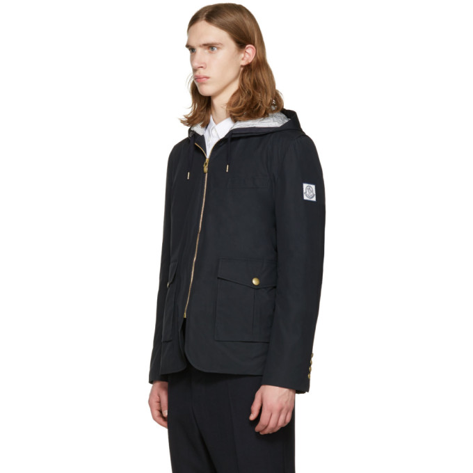 Moncler Gamme Bleu Navy Down Hooded Jacket