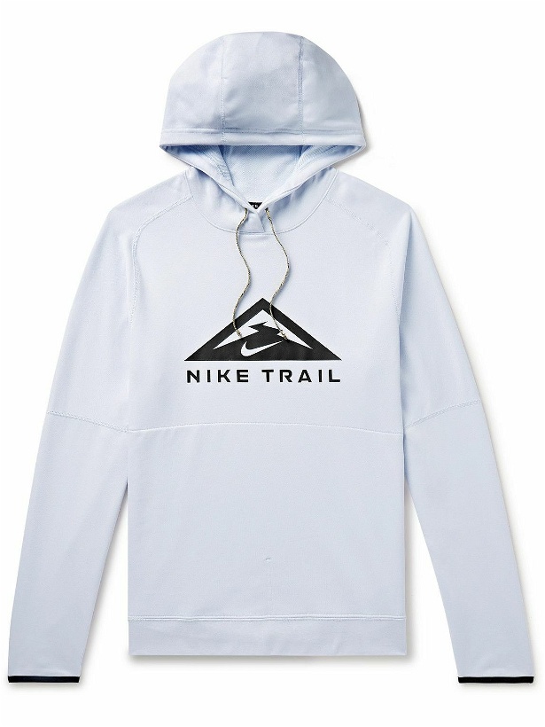 Photo: Nike Running - Trail Magic Hour Logo-Print Cotton-Blend Dri-FIT Hoodie - Gray