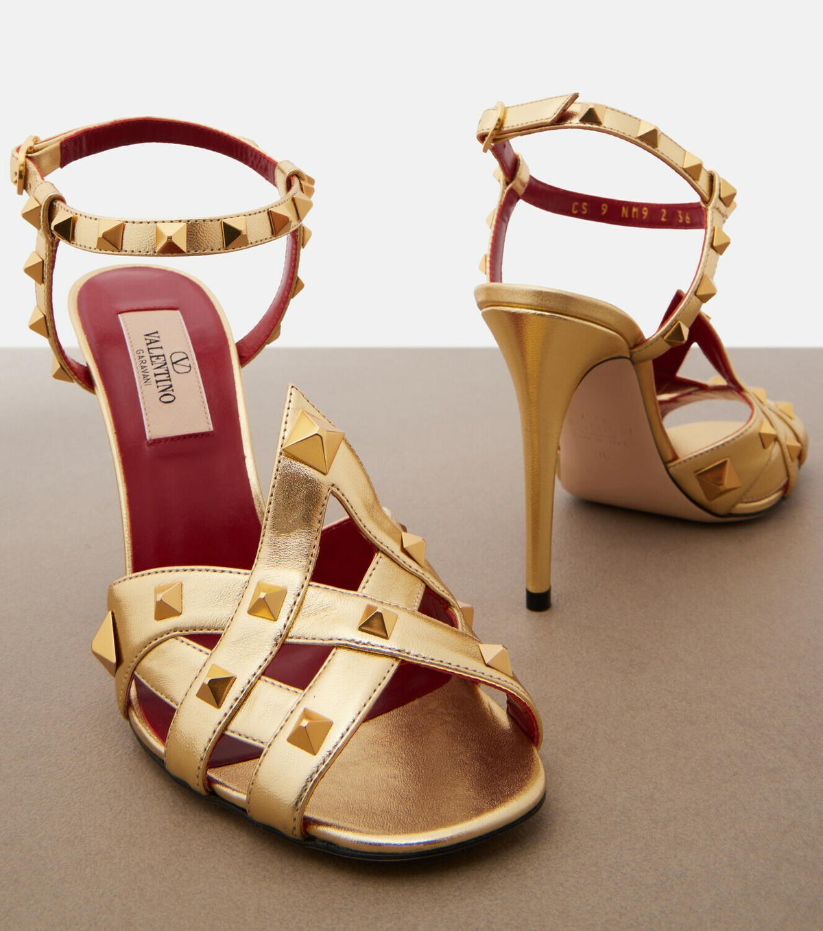 Valentino Garavani Studdy metallic leather sandals