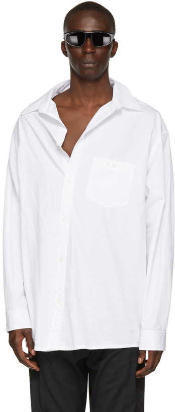 Photo: Balenciaga White Poplin Off-Shoulder Shirt