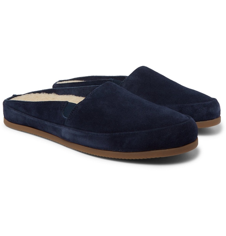 Photo: Mulo - Suede Backless Loafers - Blue