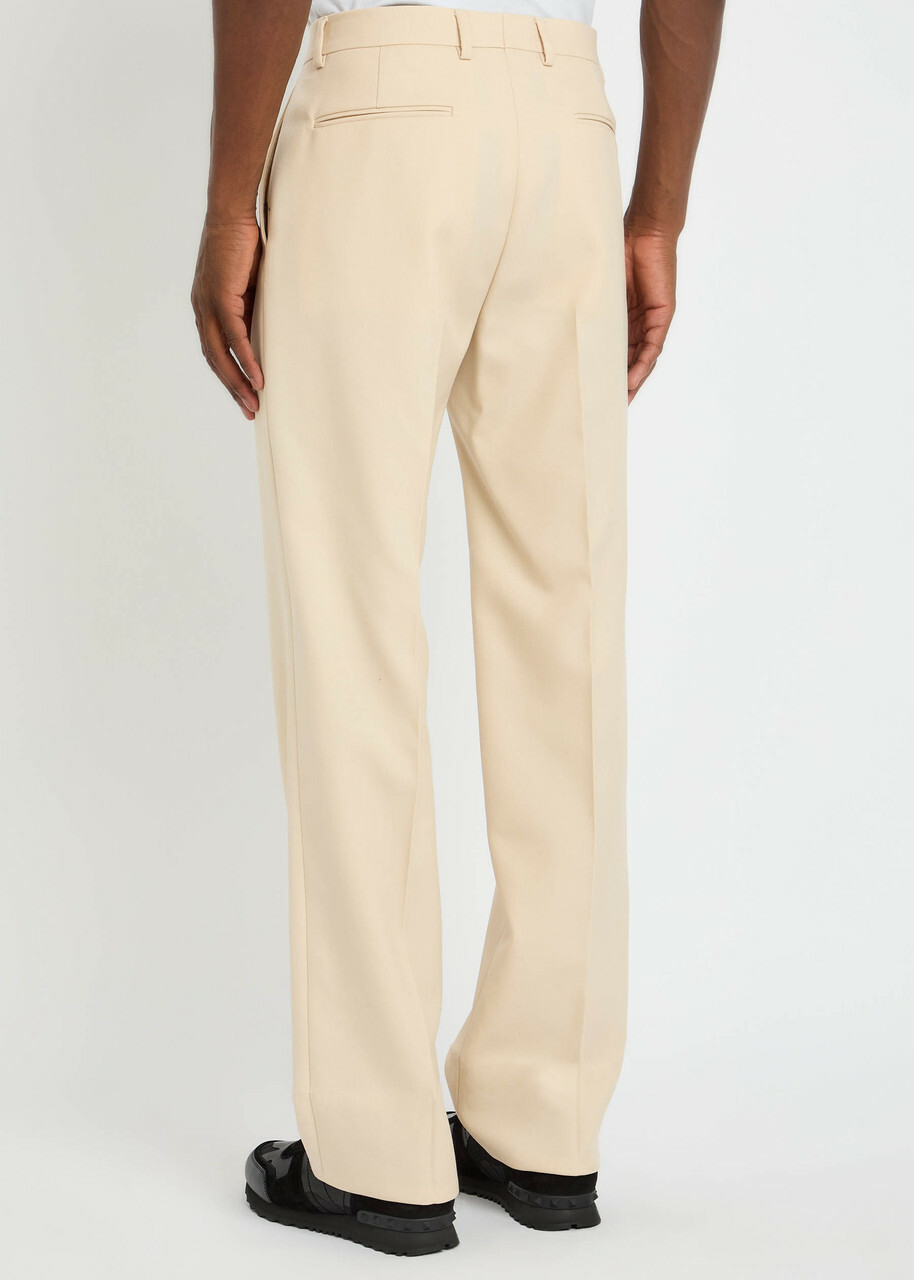 Valentino Garavani Wool Gabardine Trousers Cream