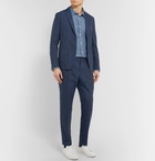 Officine Generale - Navy Tapered Pinstriped Woven Suit Trousers - Blue