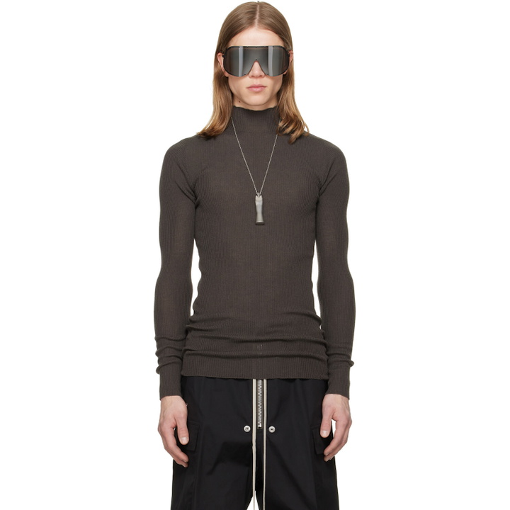 Photo: Rick Owens Brown Tower Ribbed Lupetto Sweater