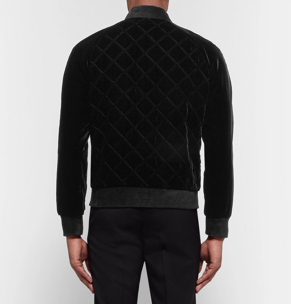 Saint Laurent - Quilted Velvet Bomber Jacket - Men - Black