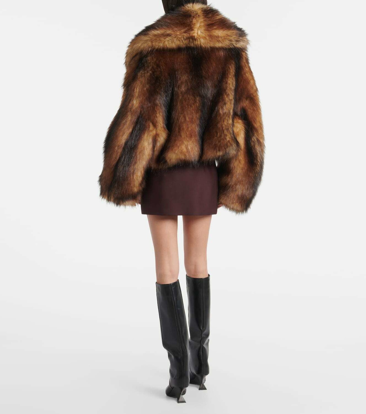 David Koma Cropped oversized faux fur coat