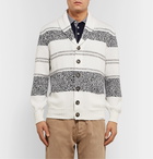 Brunello Cucinelli - Shawl-Collar Striped Cotton Cardigan - White