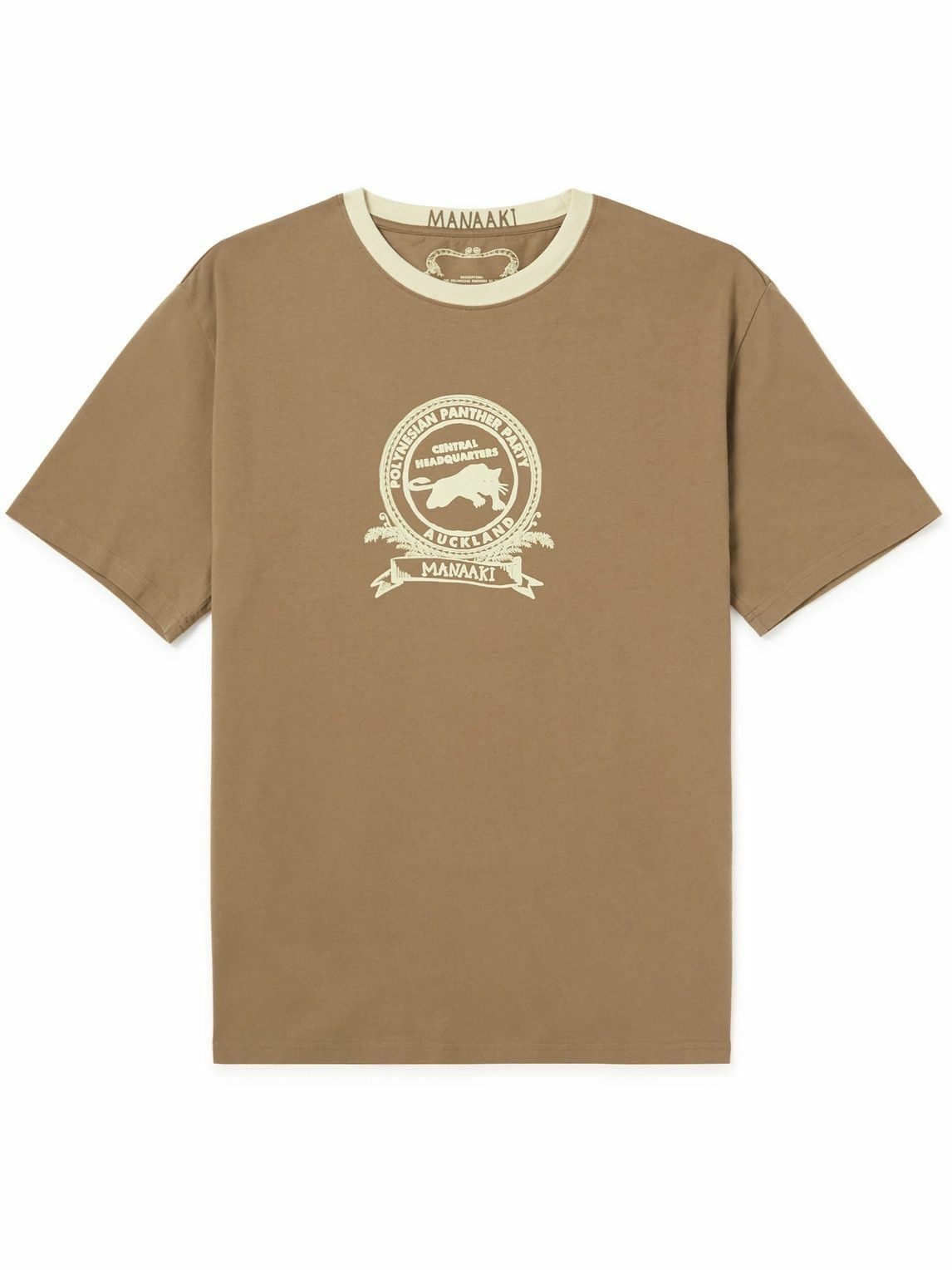 MANAAKI - Logo-Print Cotton-Jersey T-Shirt - Brown MANAAKI
