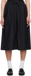 6397 Black Drawstring Midi Skirt