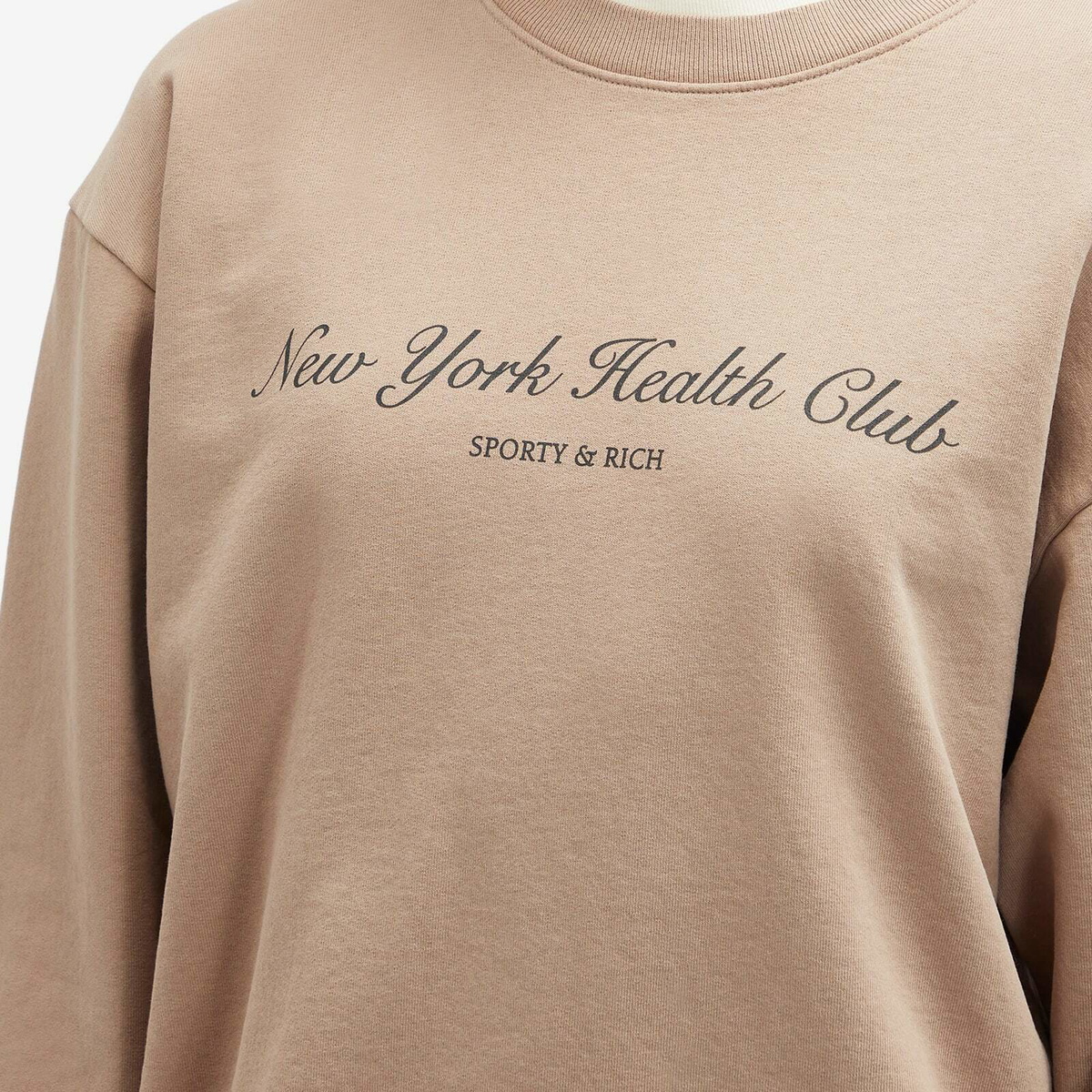 Sporty & Rich Women's NY Health Club Crewneck in Mink Black Sporty & Rich Women's NY Health Club Crewneck in Mink Black