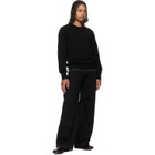 Les Tien Black French Terry Binded Neck Raglan Sweatshirt