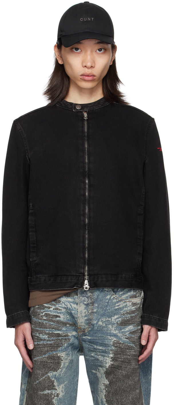 ジャケット・アウター D-Glory by Diesel Men's Moto Racer jacket in clean-wash Denim | Black | Diesel