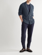 Thom Sweeney - Double-Breasted Ribbed Linen Cardigan - Blue