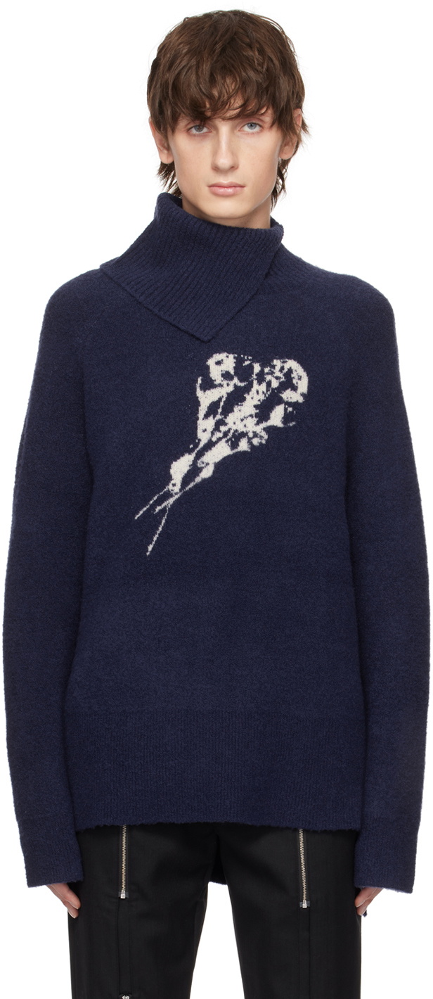 The World Is Your Oyster Navy Neckerchief Sweater