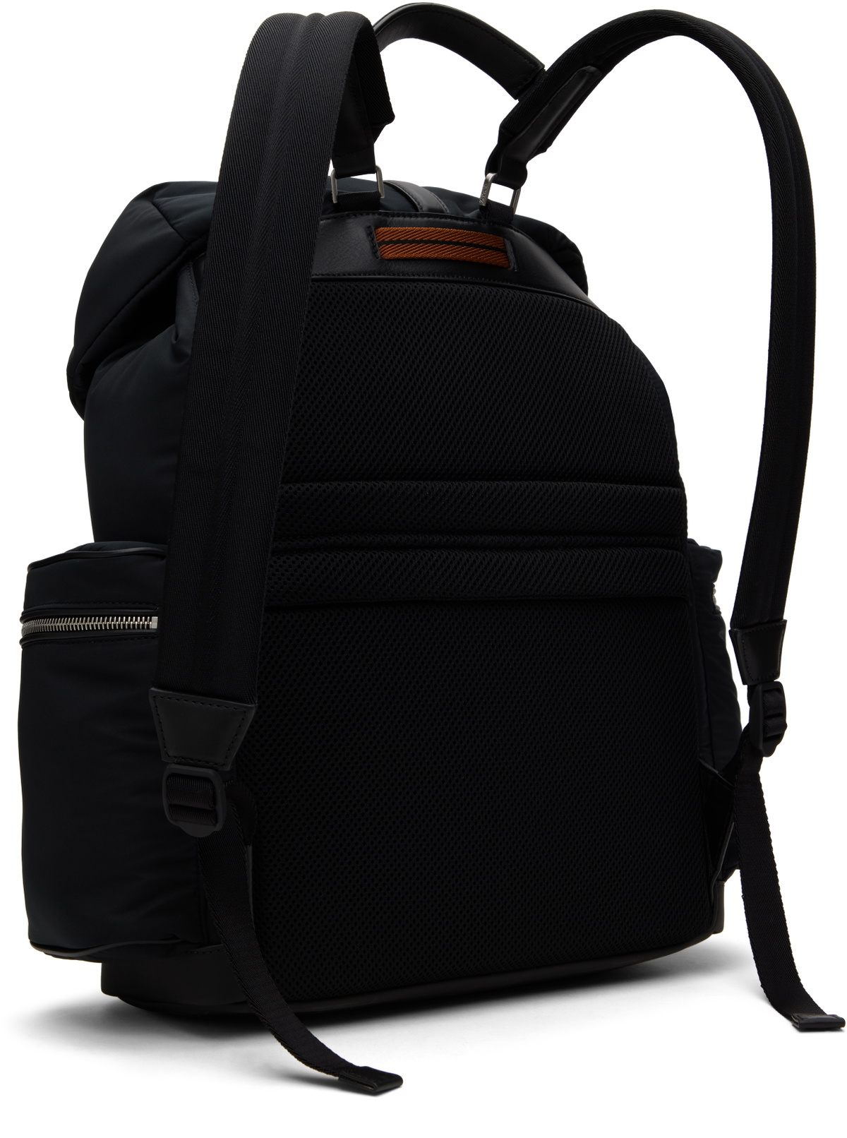 ZEGNA Black Technical Fabric & PELLETESSUTA Leather Backpack
