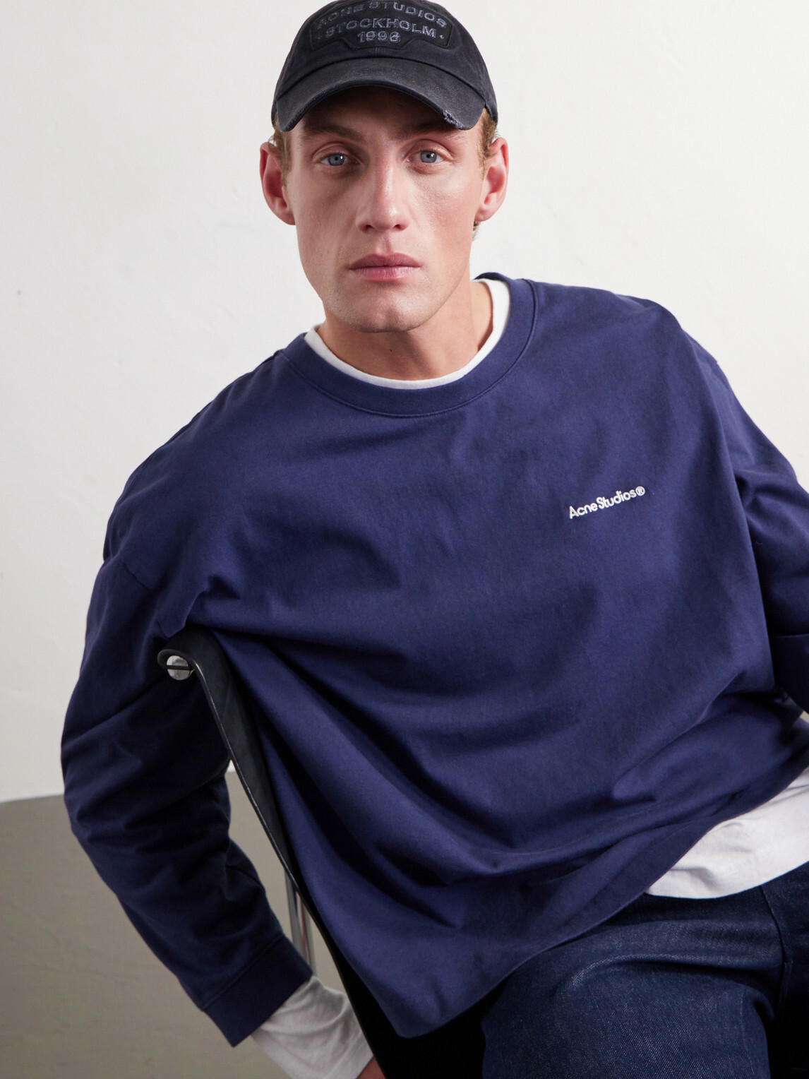 Acne Studios - Logo-Printed Distressed Cotton-Twill Baseball Cap - Black