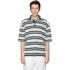 Jil Sanderand Blue and Off-White Sponge Effect Polo