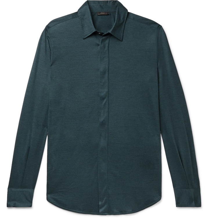 Photo: Brioni - Cashmere and Silk-Blend Shirt - Blue