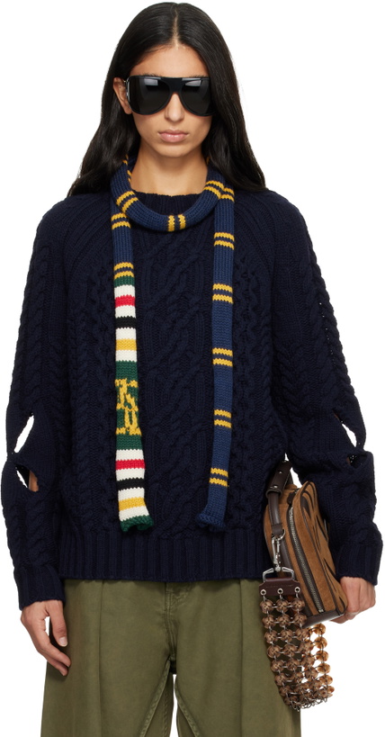 Photo: Stefan Cooke Navy Slashed Cable Sweater