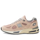 New Balance 991v2 Sneaker in Mahogany Rose/Silver