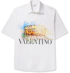 VALENTINO - Printed Cotton-Poplin Shirt - White