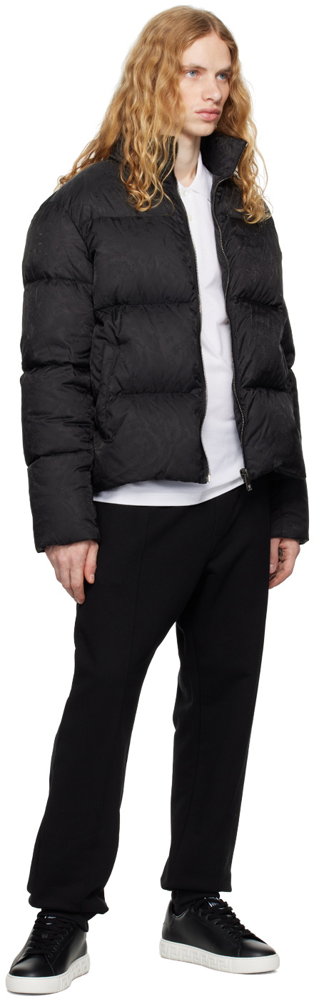 Versace Black Barocco Light Puffer Down Jacket