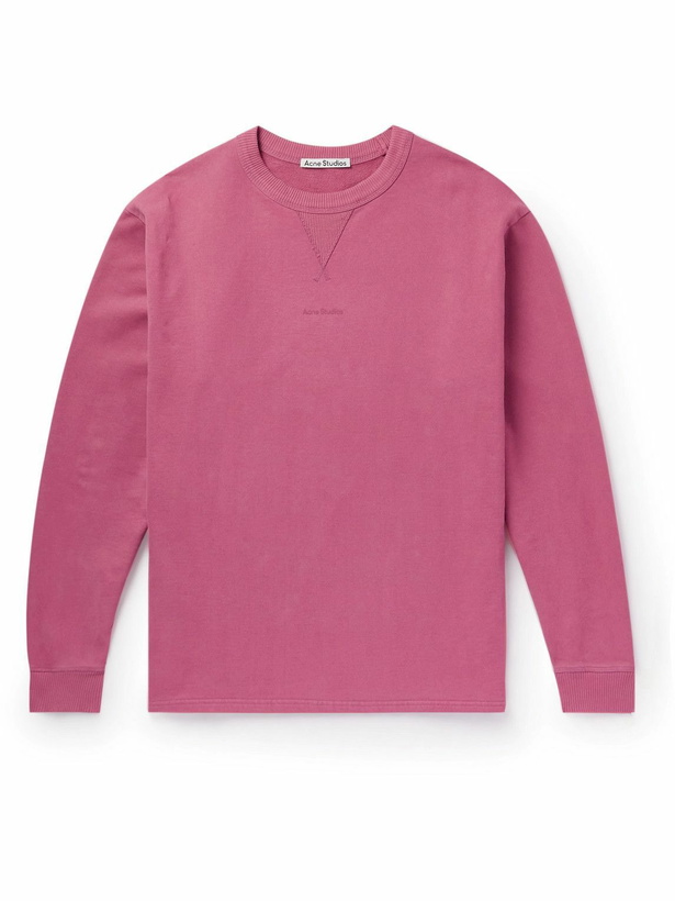 Photo: Acne Studios - Logo-Print Cotton-Jersey Sweatshirt - Pink