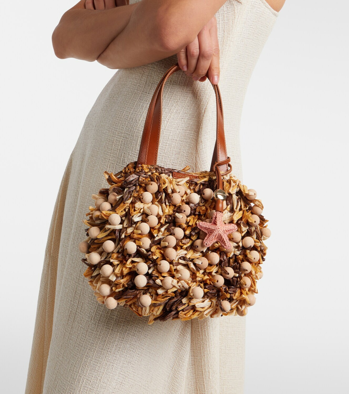 Aquazzura Pom Pom beaded top-handle bag