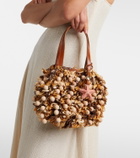 Aquazzura Pom Pom beaded top-handle bag
