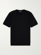 J. Mueser - Knitted Linen and Cotton-Blend T-Shirt - Black