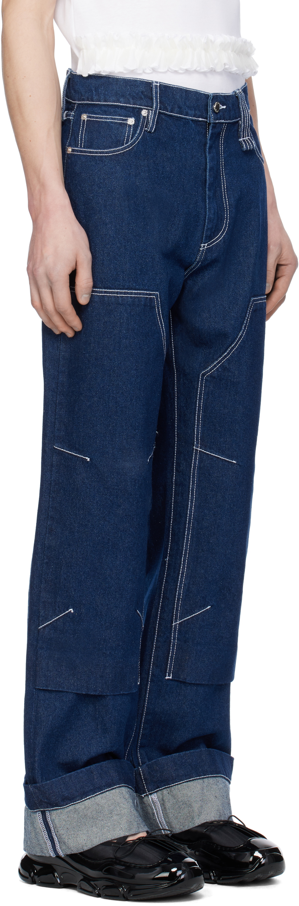 Simone Rocha Navy Embellished Workwear Jeans Simone Rocha