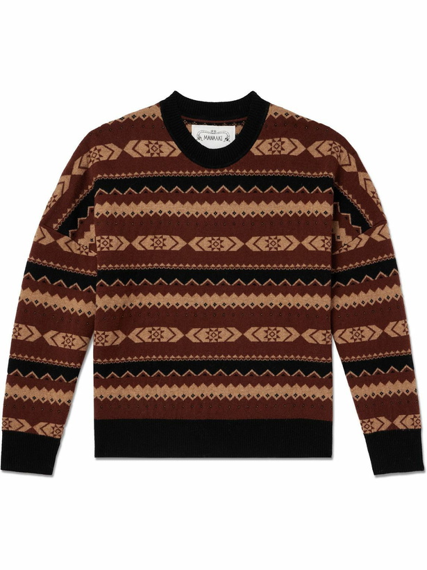 Photo: MANAAKI - Rongo Jacquard-Knit Merino Wool and Cashmere-Blend Sweater - Brown