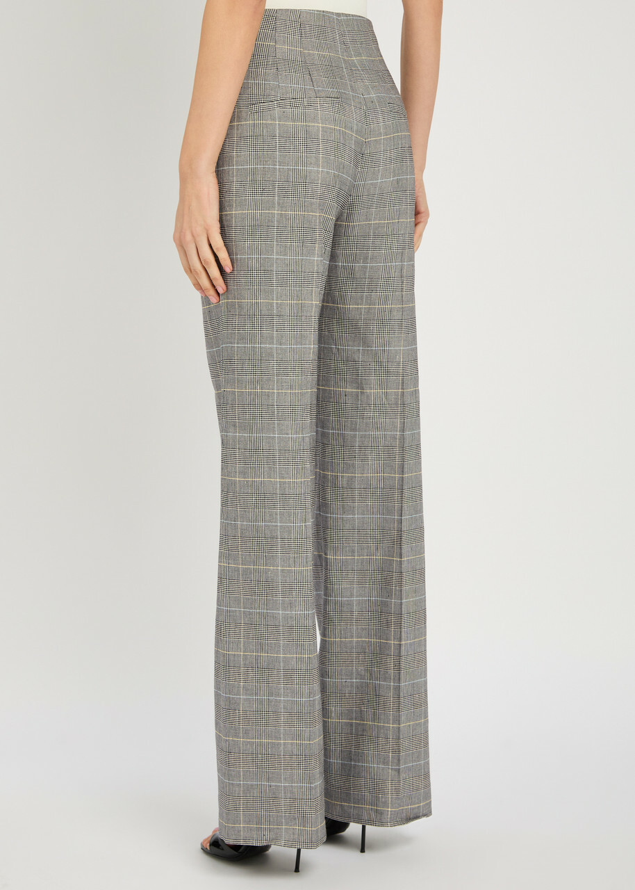 Veronica Beard Jude Checked Straight-leg Trousers Black