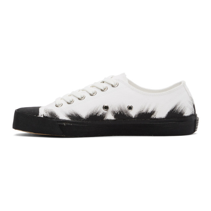 Maison Margiela White and Black Vandal Tabi Sneakers Maison Margiela