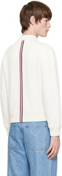 Thom Browne White CB Stripe Wool Fleece Sweater
