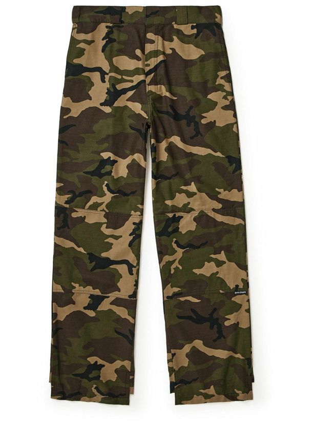 Photo: Palm Angels - Camouflage-Print Cotton Straight-Leg Trousers - Green
