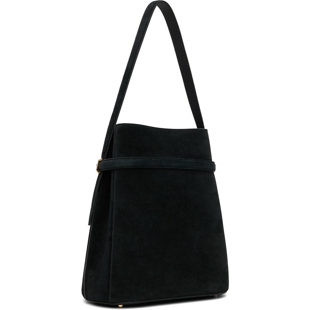 TOTEME Black Belted Suede Bucket Bag