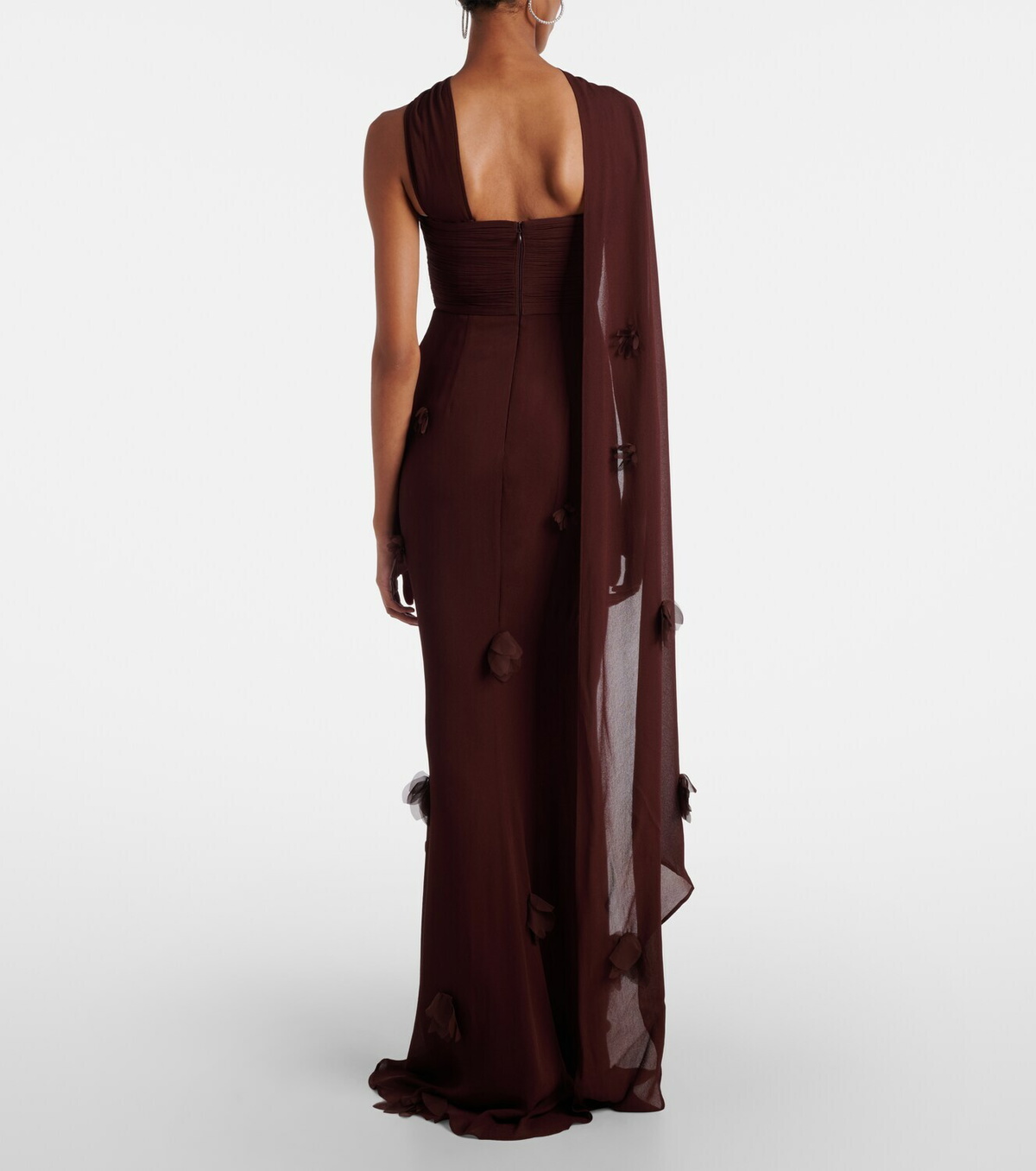 Self-Portrait Scarf-detail jersey gown