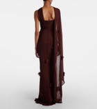 Self-Portrait Scarf-detail jersey gown