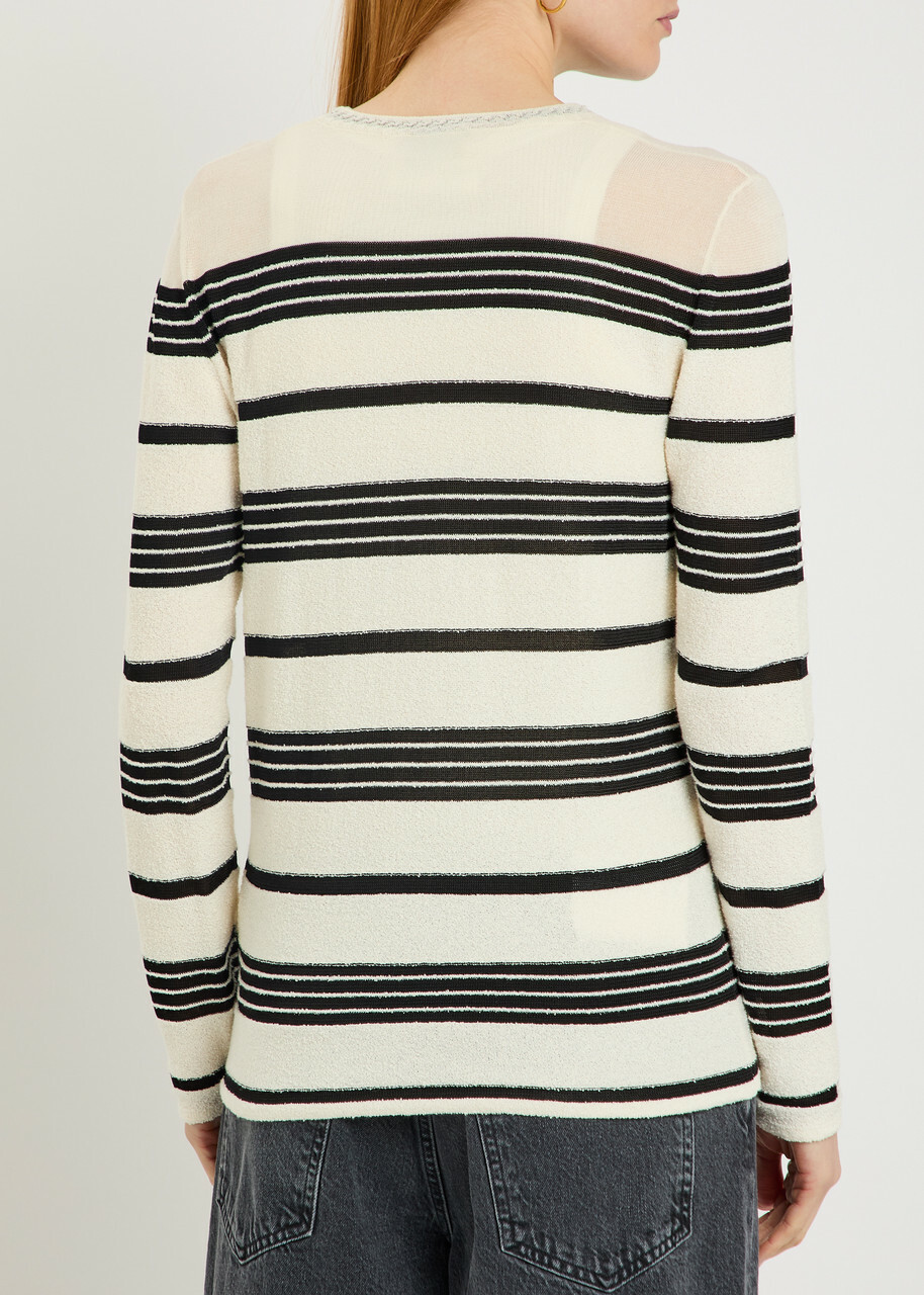 Moncler Striped Fine-knit Cotton-blend T-shirt Stripe