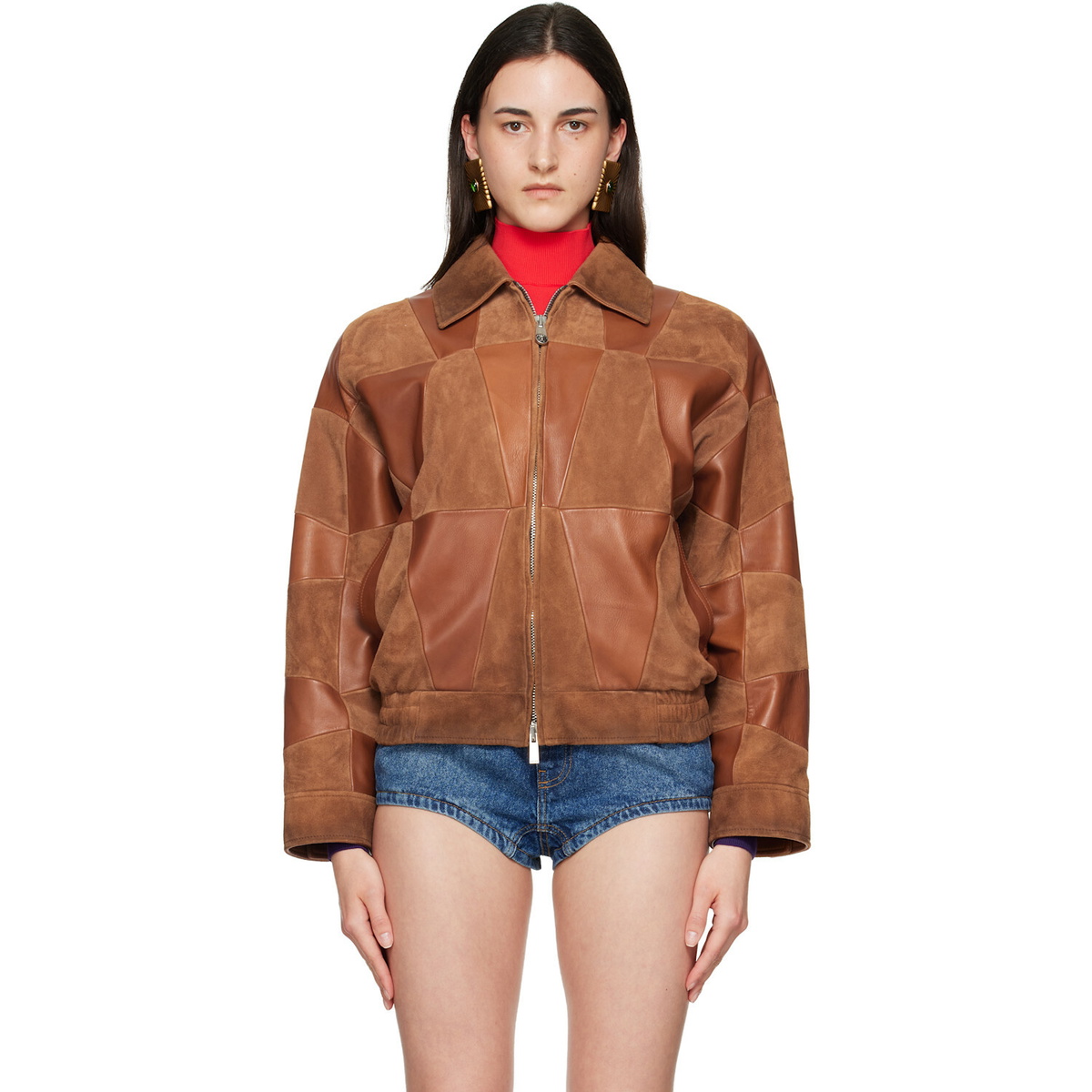 Versace Tan Blouson Leather Jacket