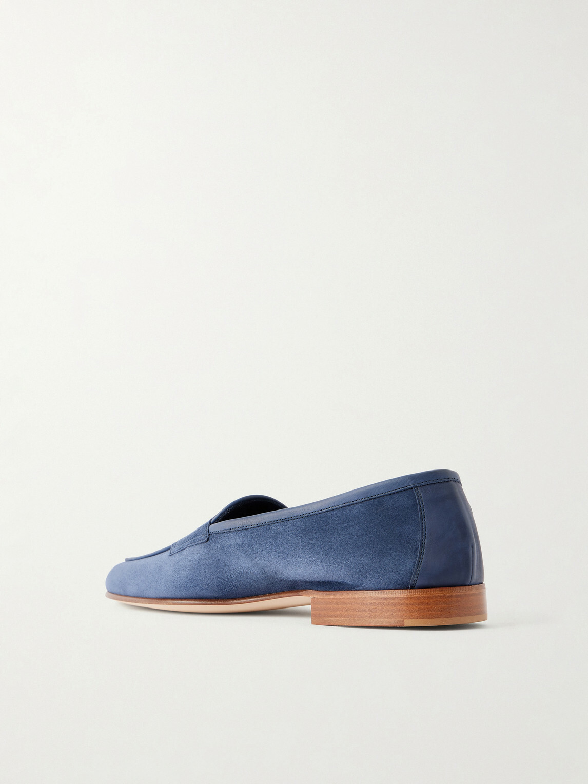 Edward Green - Polperro Leather-Trimmed Suede Penny Loafers - Blue