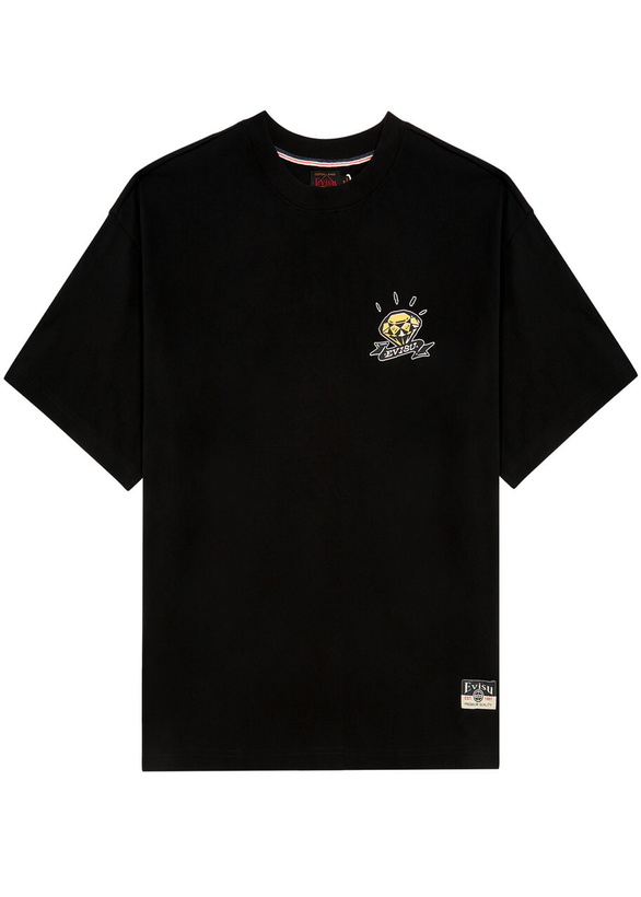 Photo: Evisu Diamond Daruma Printed Cotton T-shirt Black