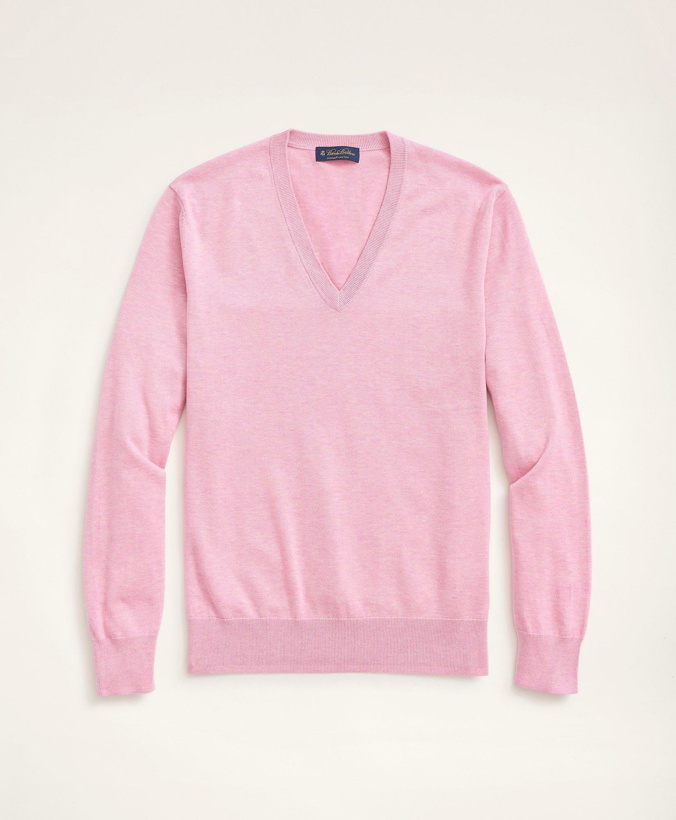 Photo: Brooks Brothers Men's Big & Tall Supima Cotton V-Neck Sweater | Pink Heather