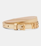 Versace Logo metallic leather belt