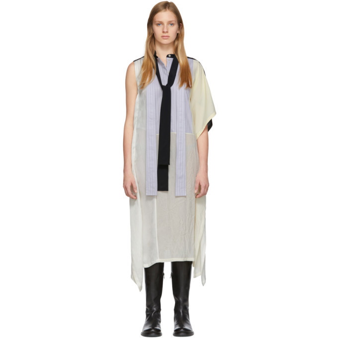 Photo: JW Anderson Off-White Contrast Patchwork Tie Dress