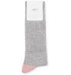 Mr P. - Two-Tone Mélange Cotton-Blend Socks - Gray